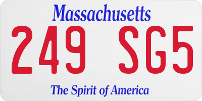 MA license plate 249SG5
