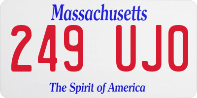 MA license plate 249UJ0