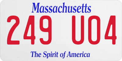 MA license plate 249UO4