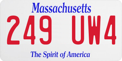 MA license plate 249UW4