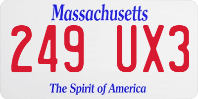 MA license plate 249UX3