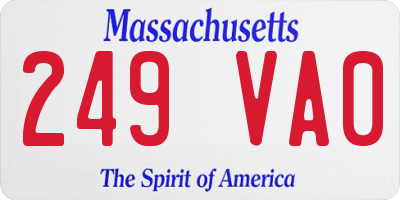 MA license plate 249VA0