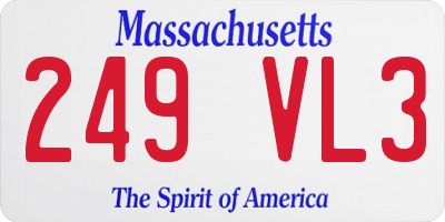 MA license plate 249VL3