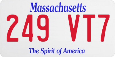 MA license plate 249VT7