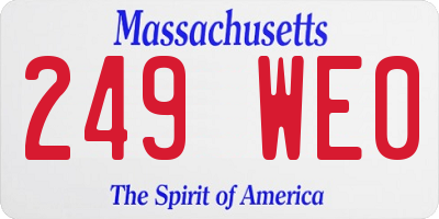 MA license plate 249WE0