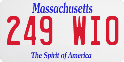 MA license plate 249WI0