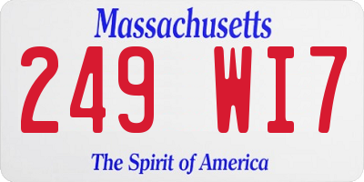 MA license plate 249WI7