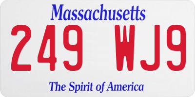 MA license plate 249WJ9