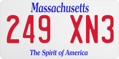 MA license plate 249XN3
