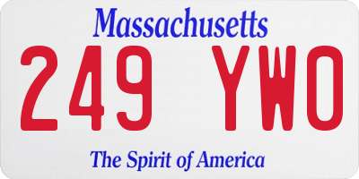 MA license plate 249YW0