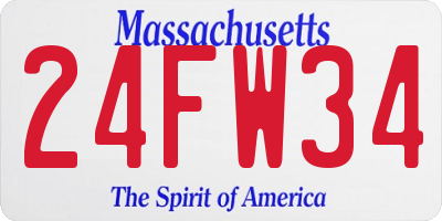 MA license plate 24FW34