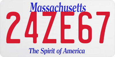 MA license plate 24ZE67