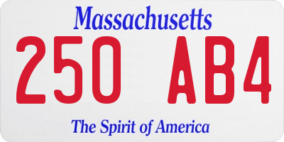 MA license plate 250AB4