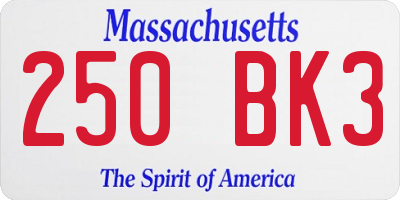 MA license plate 250BK3