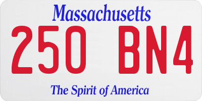 MA license plate 250BN4