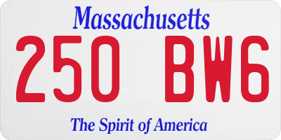 MA license plate 250BW6