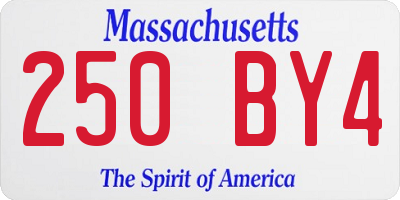 MA license plate 250BY4