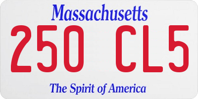 MA license plate 250CL5