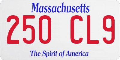 MA license plate 250CL9
