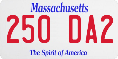 MA license plate 250DA2