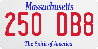 MA license plate 250DB8