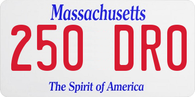 MA license plate 250DR0