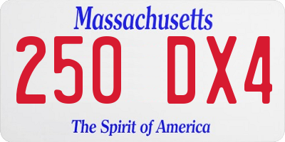 MA license plate 250DX4