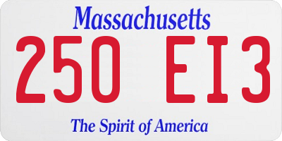 MA license plate 250EI3