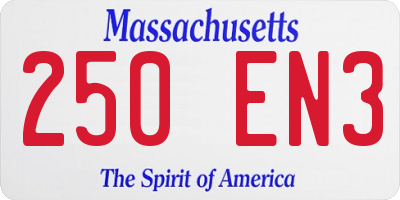 MA license plate 250EN3