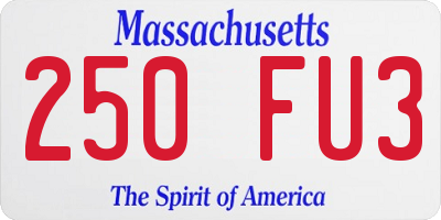 MA license plate 250FU3