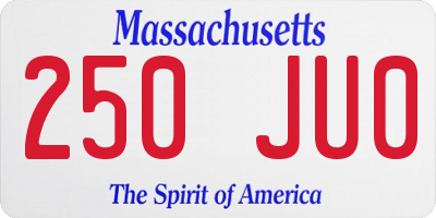 MA license plate 250JU0