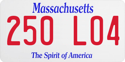 MA license plate 250LO4
