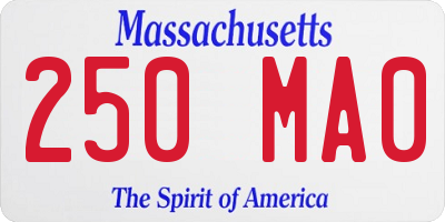 MA license plate 250MA0