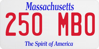 MA license plate 250MB0