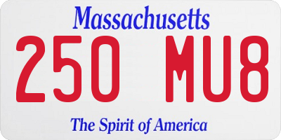 MA license plate 250MU8