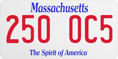 MA license plate 250OC5