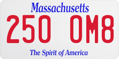 MA license plate 250OM8