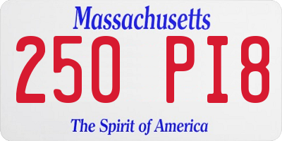 MA license plate 250PI8