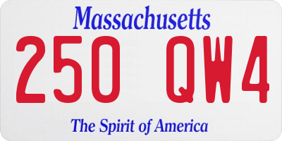 MA license plate 250QW4