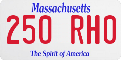 MA license plate 250RH0
