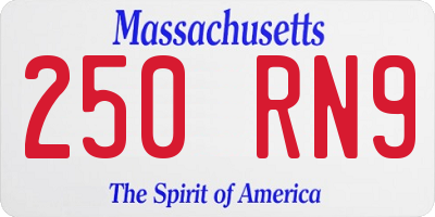 MA license plate 250RN9