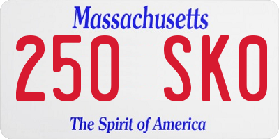 MA license plate 250SK0