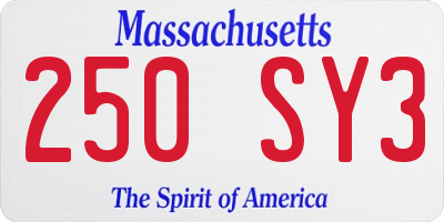 MA license plate 250SY3