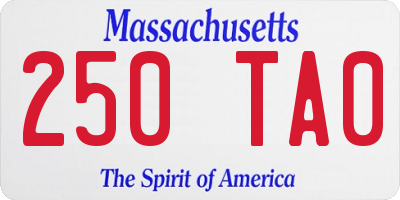 MA license plate 250TA0