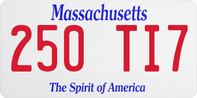 MA license plate 250TI7