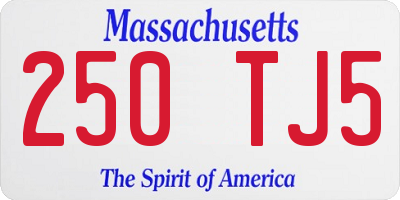 MA license plate 250TJ5