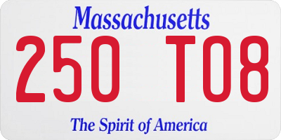 MA license plate 250TO8