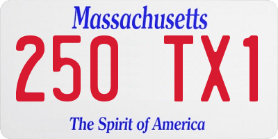 MA license plate 250TX1