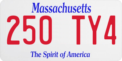 MA license plate 250TY4