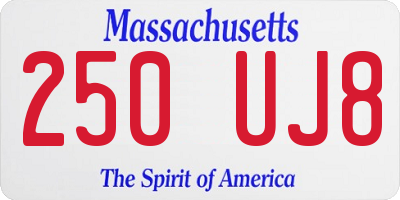 MA license plate 250UJ8